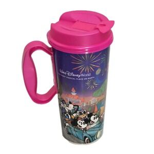 Walt Disney World Whirley DrinkWorks Travel Mug EUC Pink‎ Lid Theme Park 🏰✨